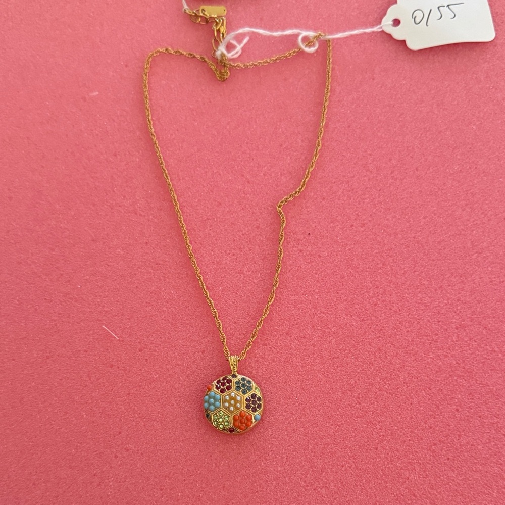 Bisjoux La Scala Gold Necklace with Colorful Pendant
